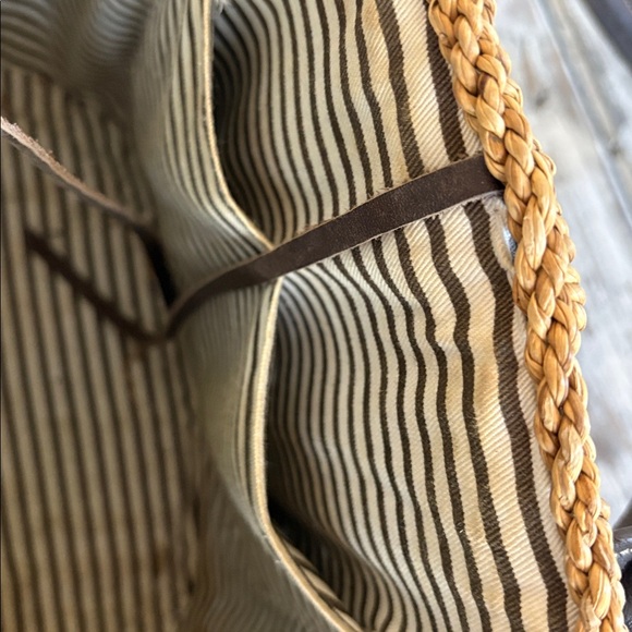 I Crew vintage rattan handbag with leather handles - Picture 5 of 6